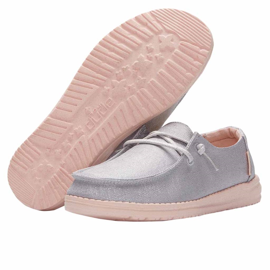 Hey Dude Wendy Youth Sparkling Silver Peach